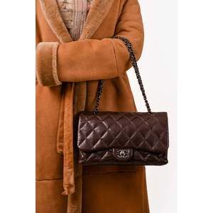 Pre-loved Chanel™ 2011/12 Brown Lambskin Quilted Jumbo Flap Bag